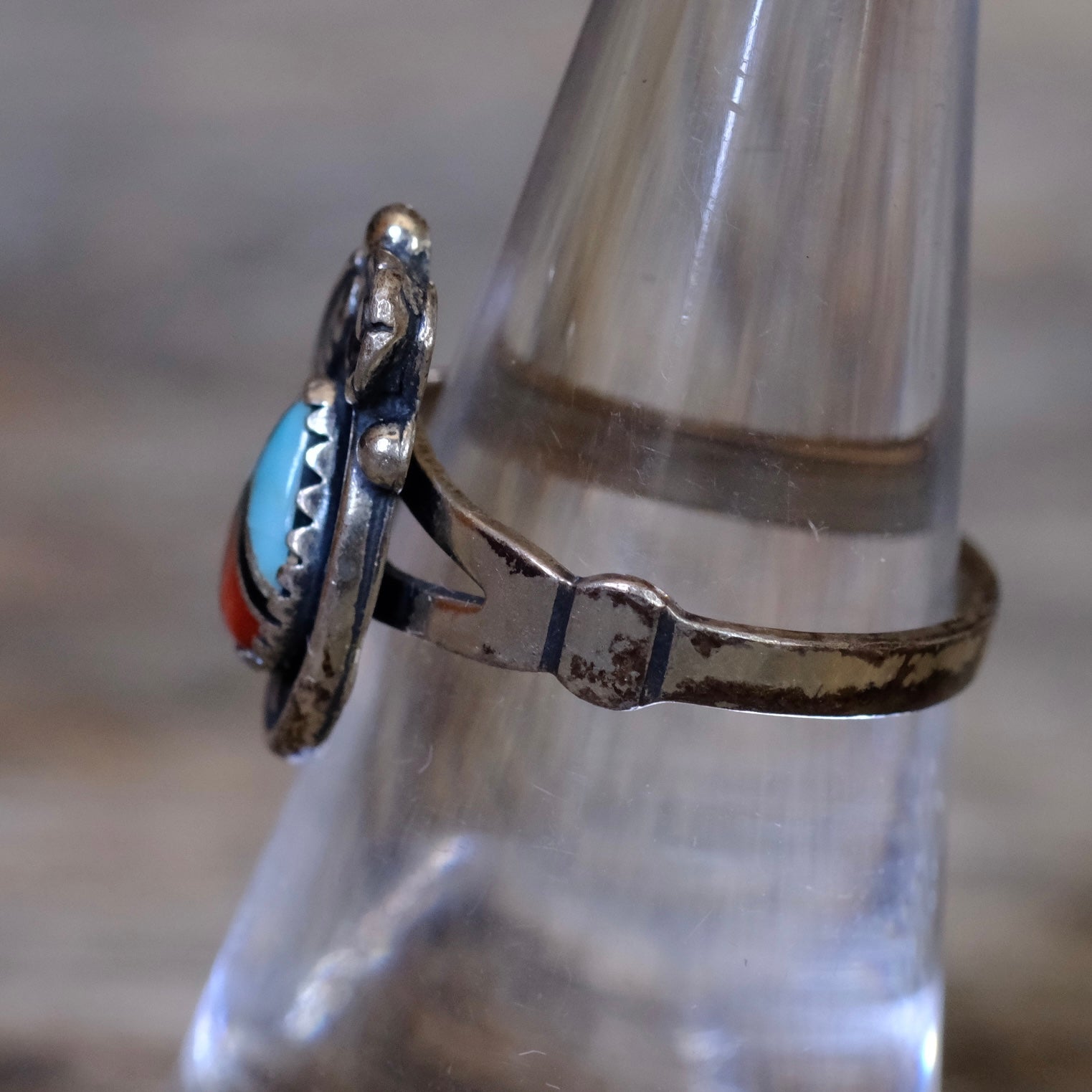 Vintage Sterling Inlay Feather Ring 6.25