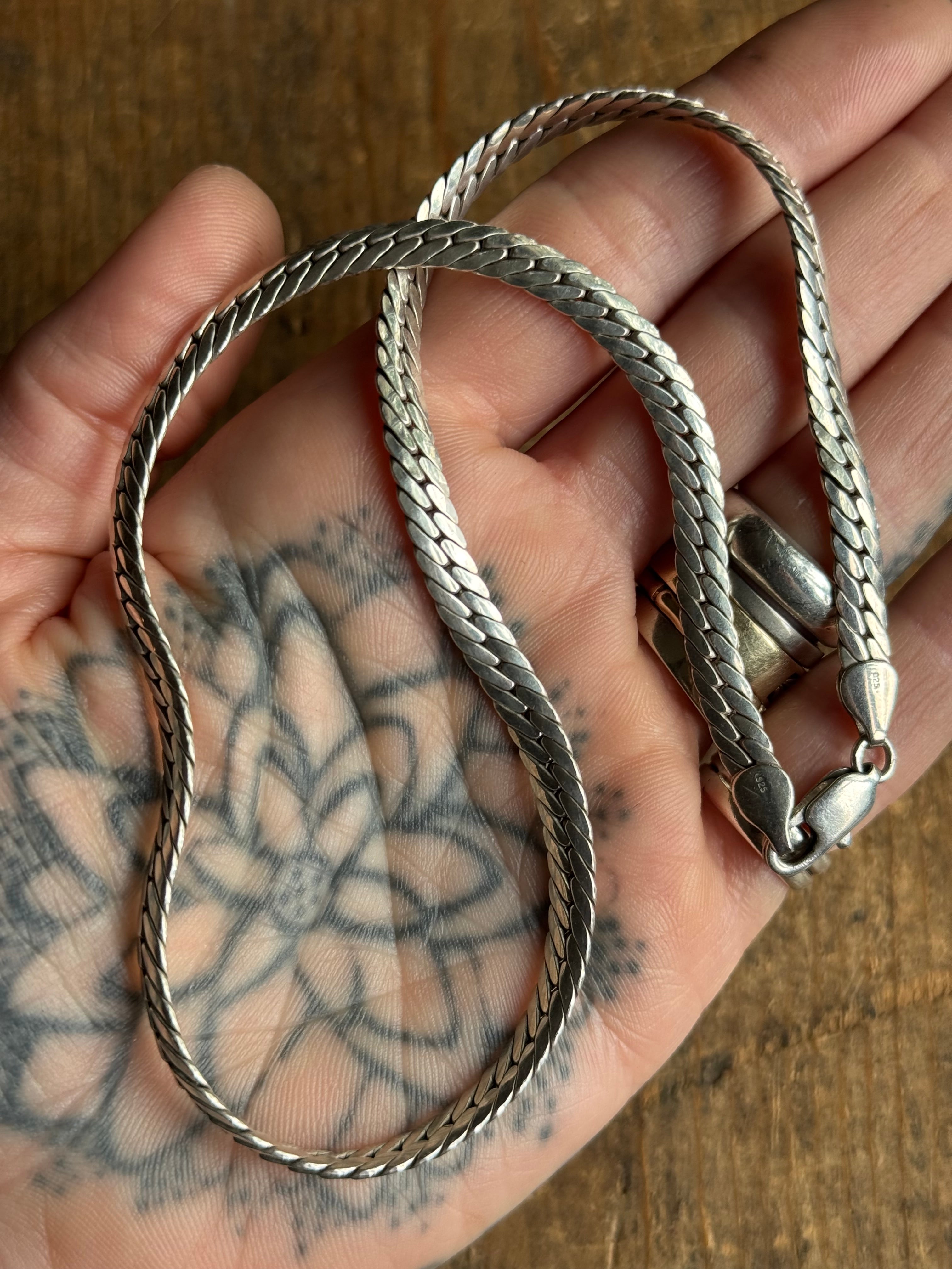 Vintage Sterling Silver 16” Chunky Herringbone Chain