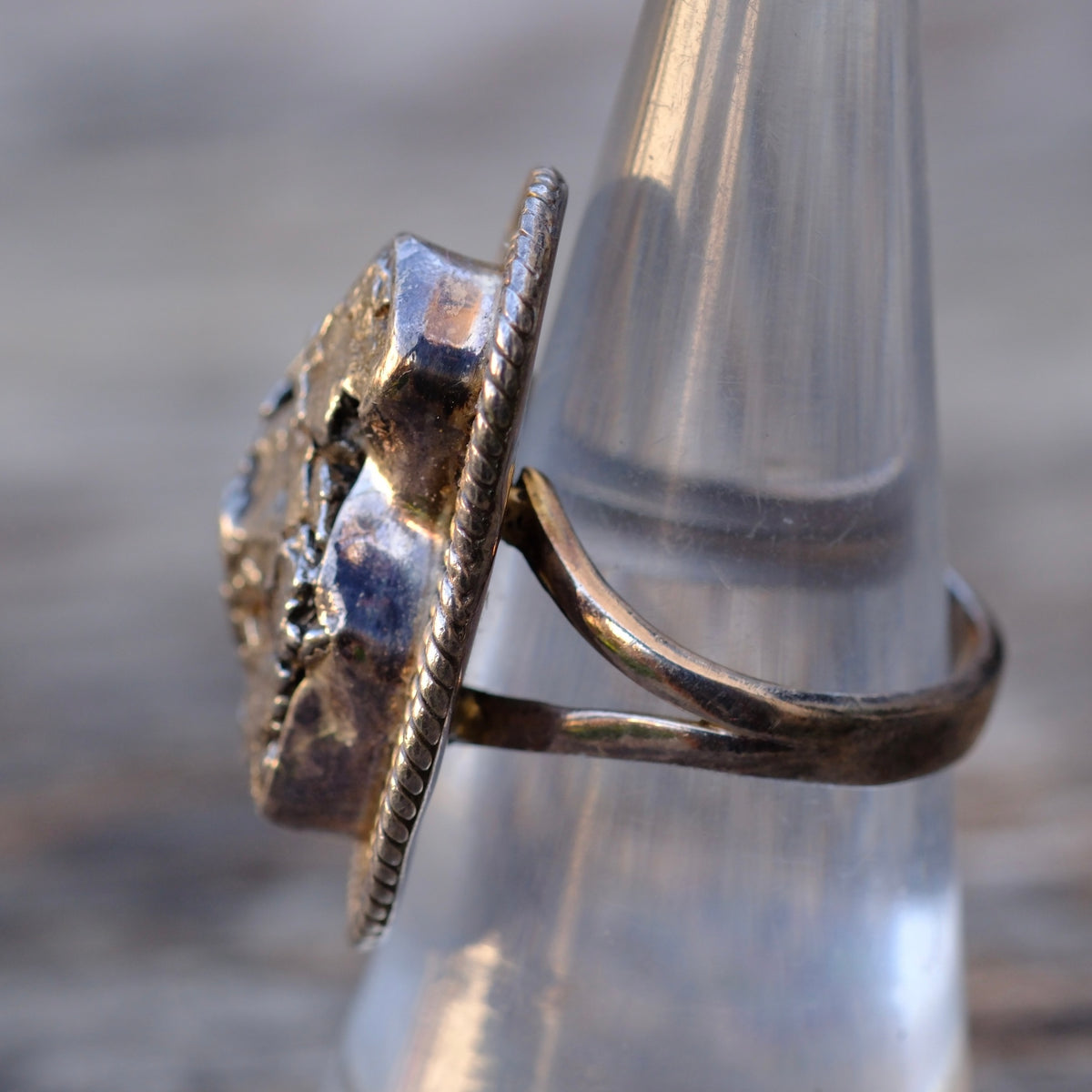 Vintage Sterling Pyrite Ring 6.75