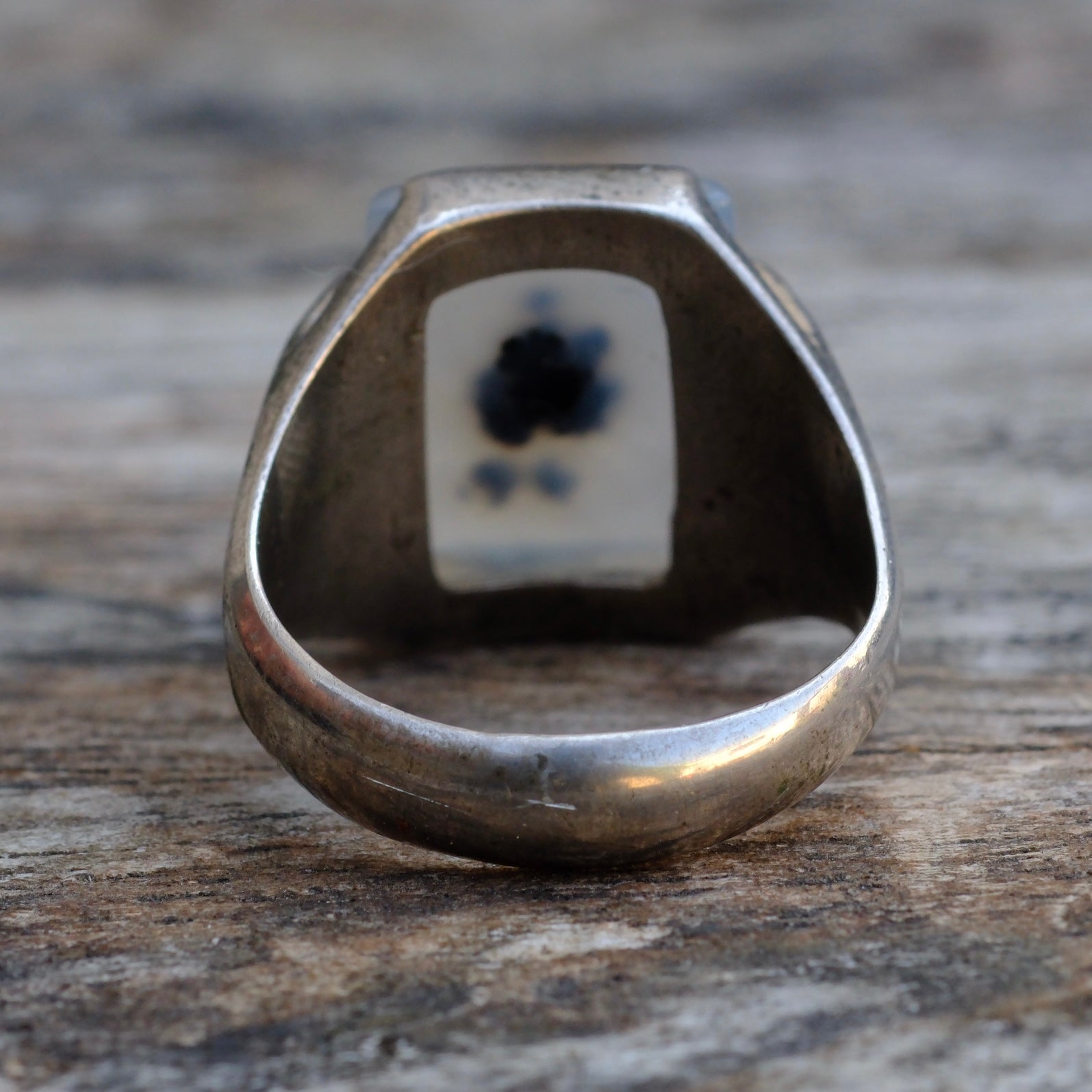 Vintage Sterling Agate Deco Signet Ring 9