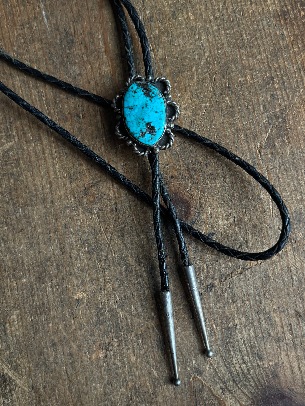Vintage Sterling Silver Turquoise Florette Bolo