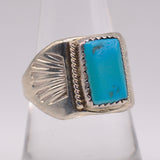 Vintage Sterling Turquoise Stamped Band Ring 8.75