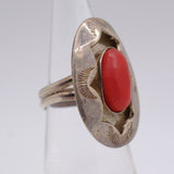 Vintage Sterling Coral Shadowbox Ring 4