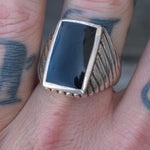 Vintage Sterling Onyx Signet Ring 10