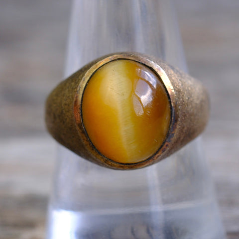 Vintage Sterling Tigers Eye Ring 9.75