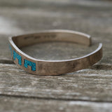 Vintage Sterling Turquoise Inlay Cuff