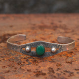 Vintage Sterling Turquoise Stamped Cuff Bracelet
