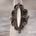 Vintage Sterling Mother Of Pearl Ring 6