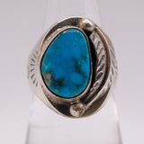Vintage Sterling Turquoise Feather Ring 6.75