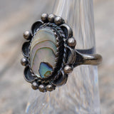 Vintage Sterling Abalone Florette Ring 6