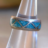 Vintage Sterling Crushed Turquoise Inlay Band 6