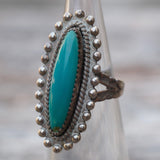 Vintage Sterling Turquoise Ring 3.75
