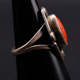 Vintage Sterling Coral Ring 6.75