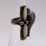 Vintage Sterling 2-Stone Mother Of Pearl Ring 3.25