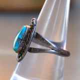 Vintage Sterling Turquoise Roper Ring 8.25