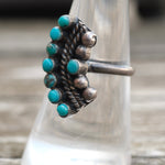 Vintage Sterling Turquoise Cluster Ring 7.75