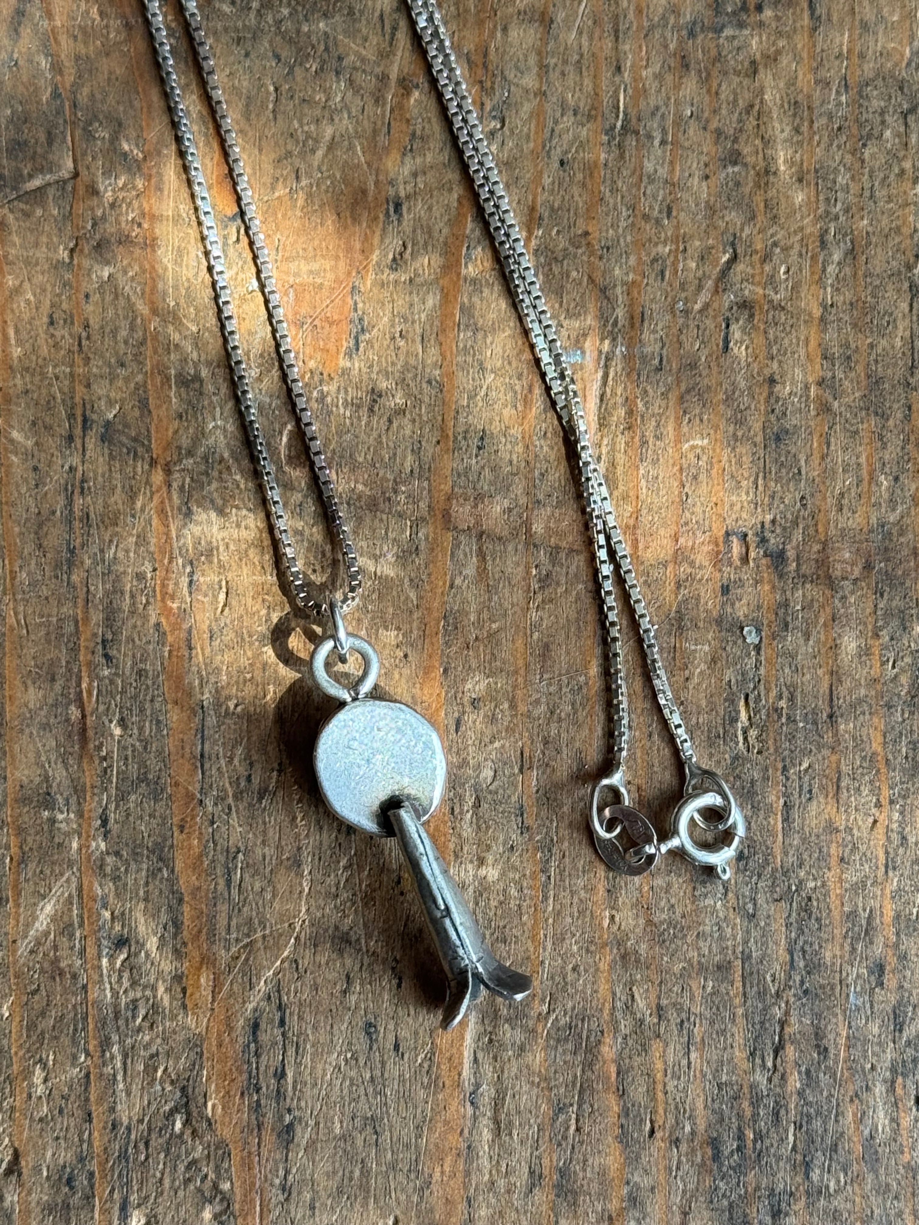 Vintage Sterling Silver Turquoise Squash Bell 18" Necklace