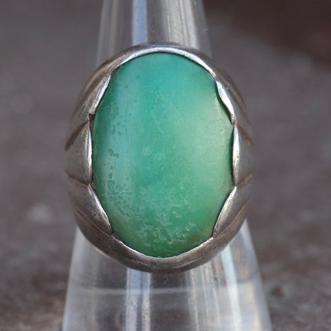 Vintage Sterling Sun Bell Trading Post Turquoise Ring 10