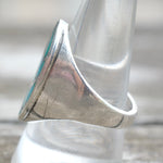 Vintage Sterling Turquoise Inlay Fish Scale Ring 10.5