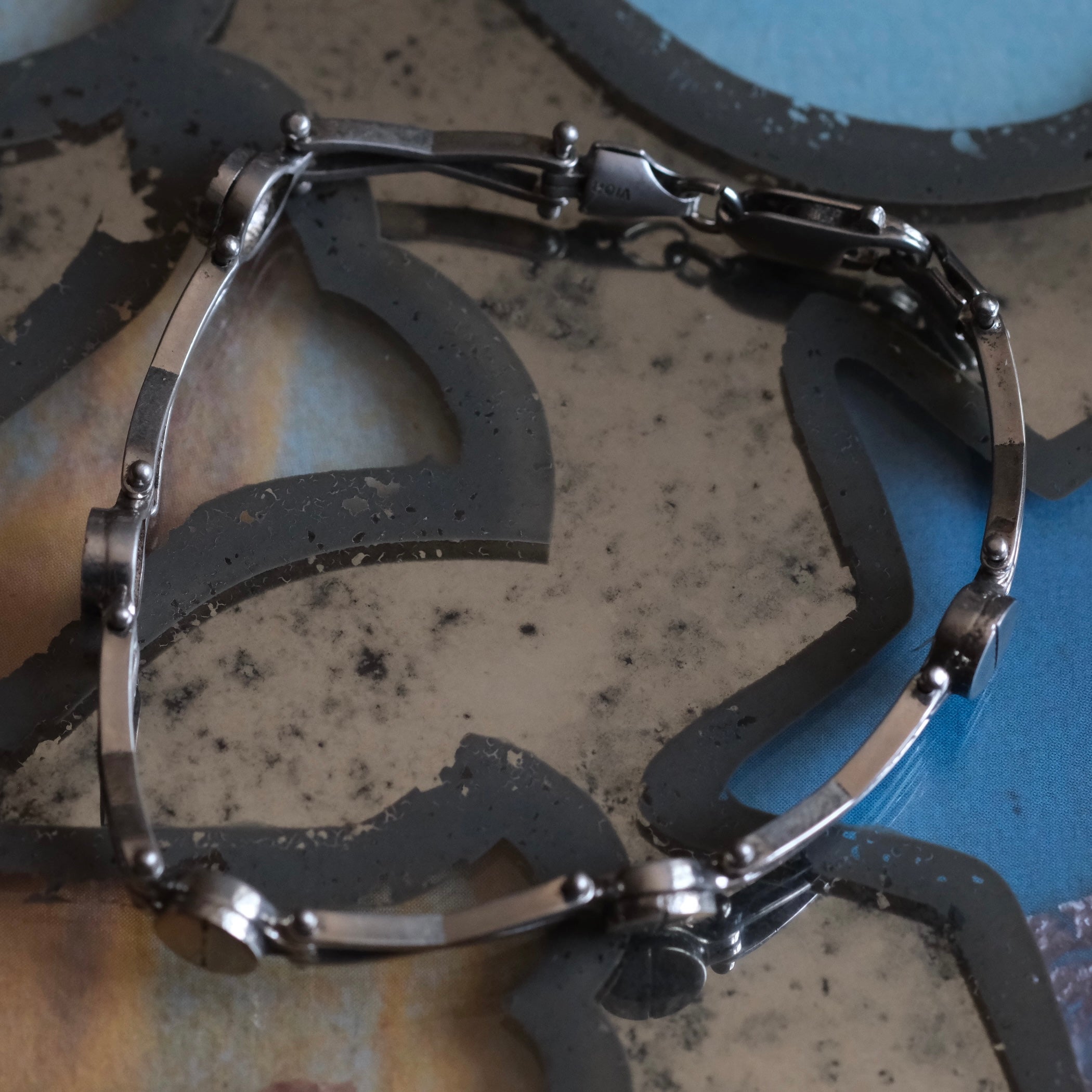 Vintage Sterling Silver Hinge Bracelet 7"