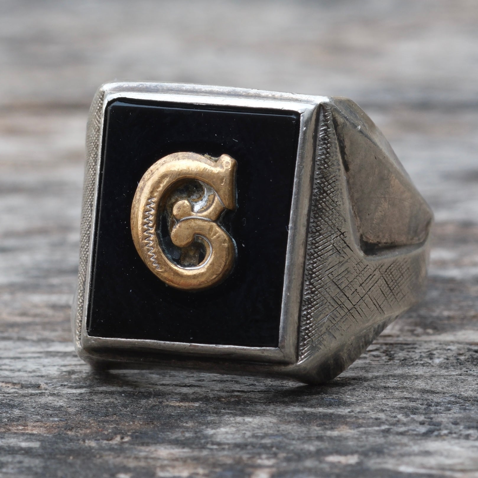 Vintage Sterling G Initial Signet Ring 7.25