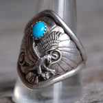 Vintage Sterling Turquoise Eagle Ring 11.75