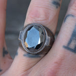 Vintage Sterling Hematite Signet Ring 8.5