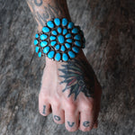 Incredible Vintage Sterling Turquoise Cluster Cuff