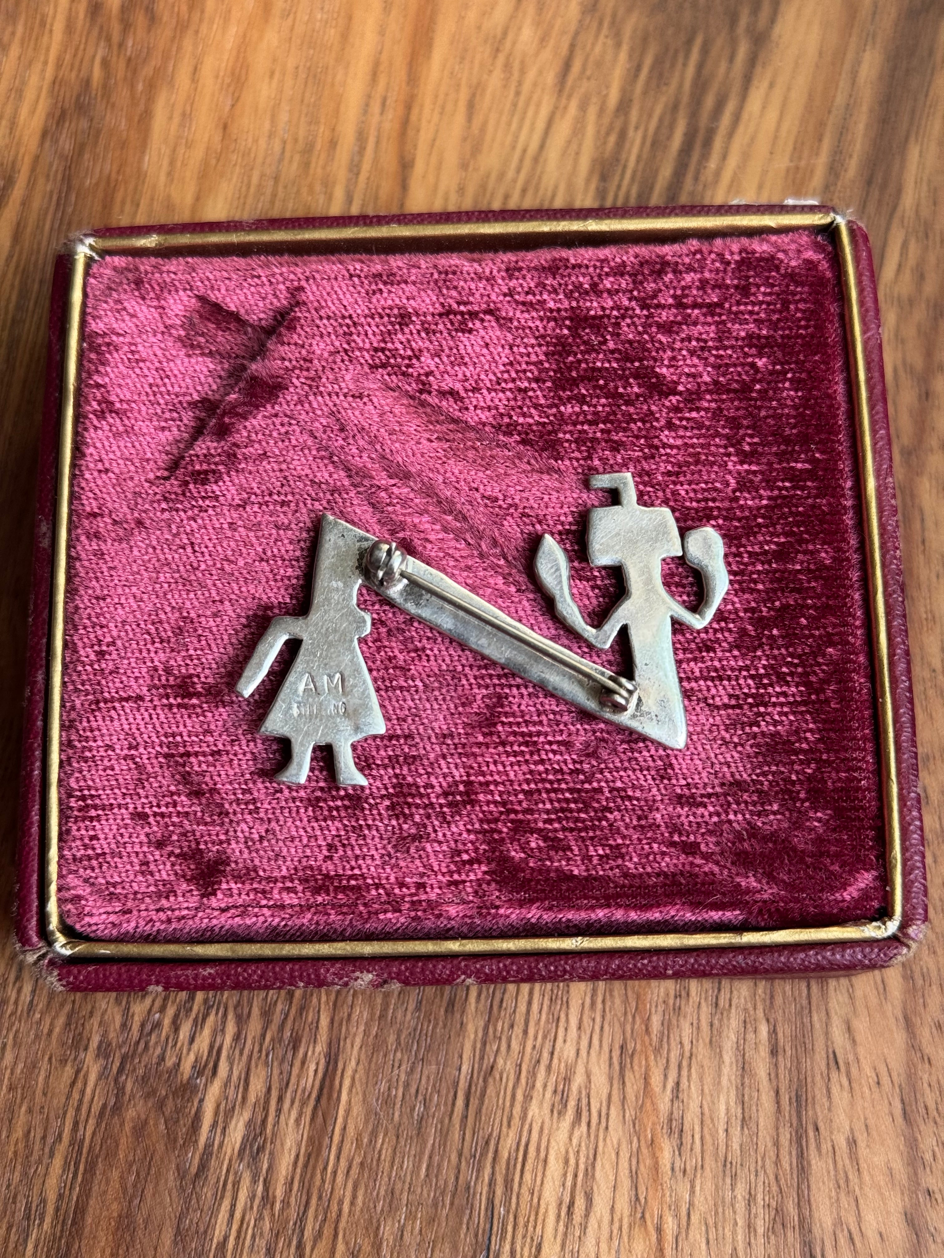 Vintage Sterling Silver Zig Zag Kachina Pin