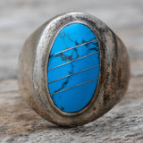 Vintage Sterling Turquoise Inlay Ring 10
