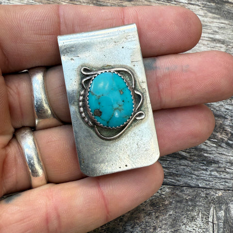 Vintage Sterling Turquoise Money Clip
