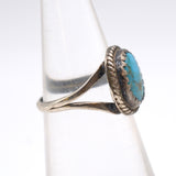 Vintage Sterling Turquoise Roper Ring 4.25