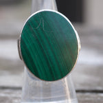 Vintage Sterling Malachite Ring 6.75