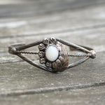 Vintage Sterling Mother Of Pearl Feather Cuff