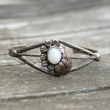 Vintage Sterling Mother Of Pearl Feather Cuff