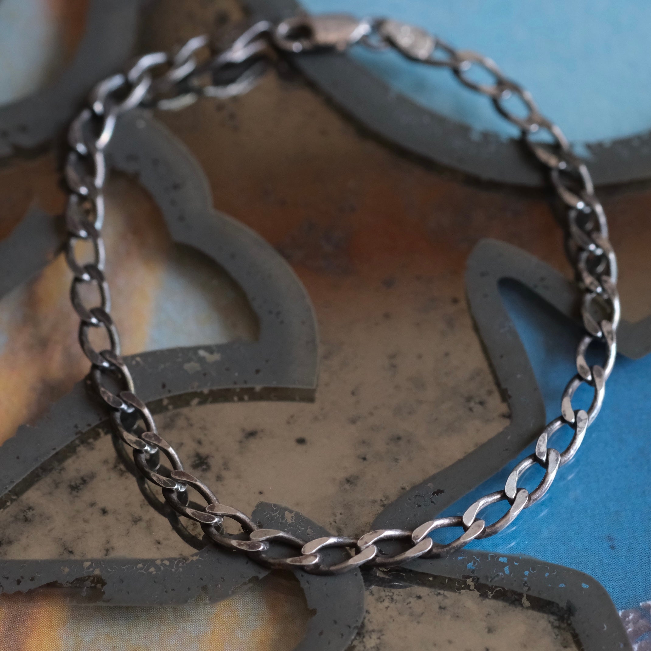 Vintage Sterling Silver Curb Chain Bracelet 7"