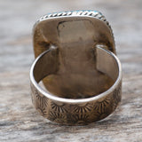 Vintage Sterling Turquoise Stamped Band Ring 7.25