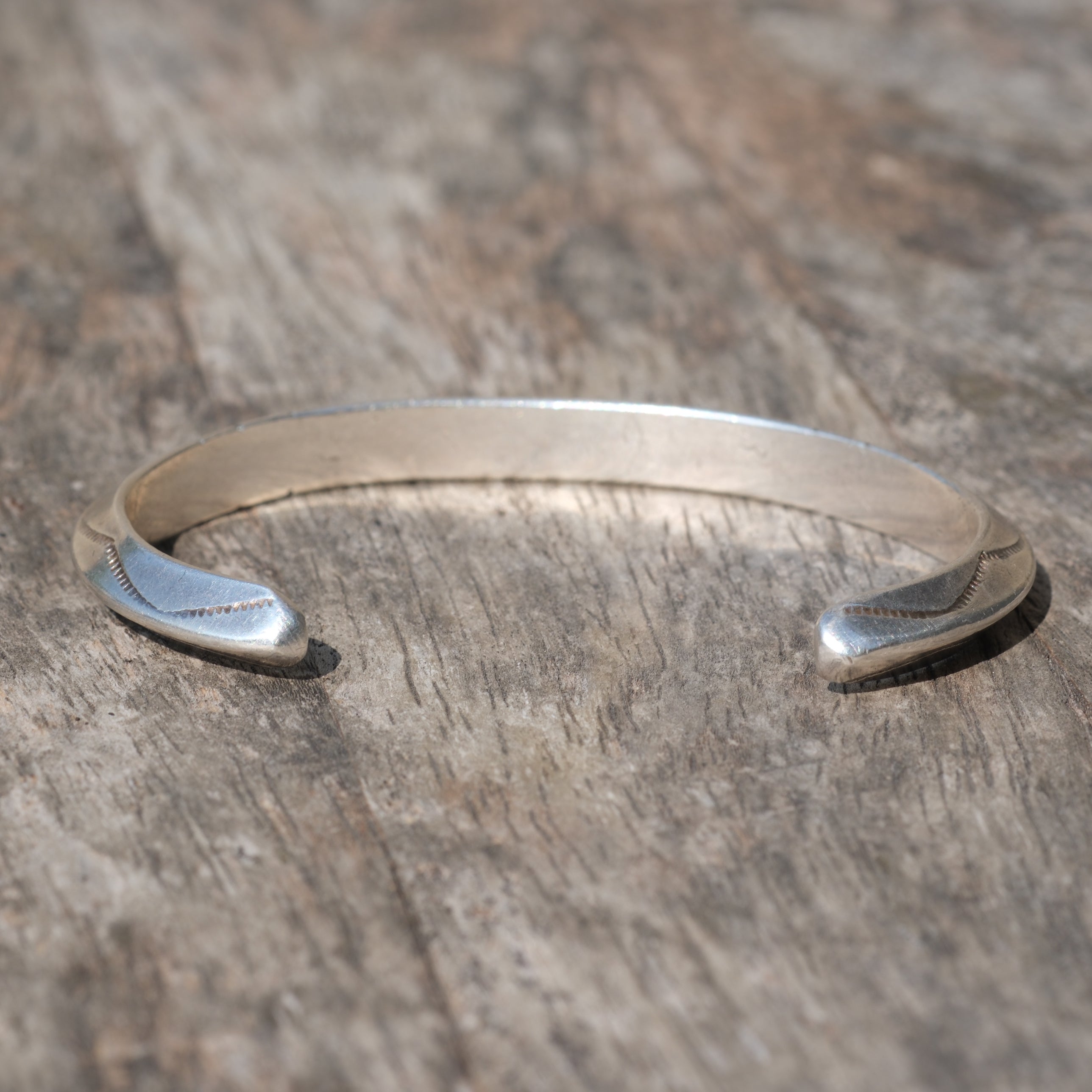 Vintage Sterling Silver Chunky Stamped Triangle Cuff