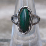Vintage Sterling Malachite Roper RIng 6