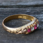 18K Gold Ruby and Diamond Victorian Ring 7