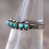 Vintage Sterling Turquoise Snake Eye Ring 6.5