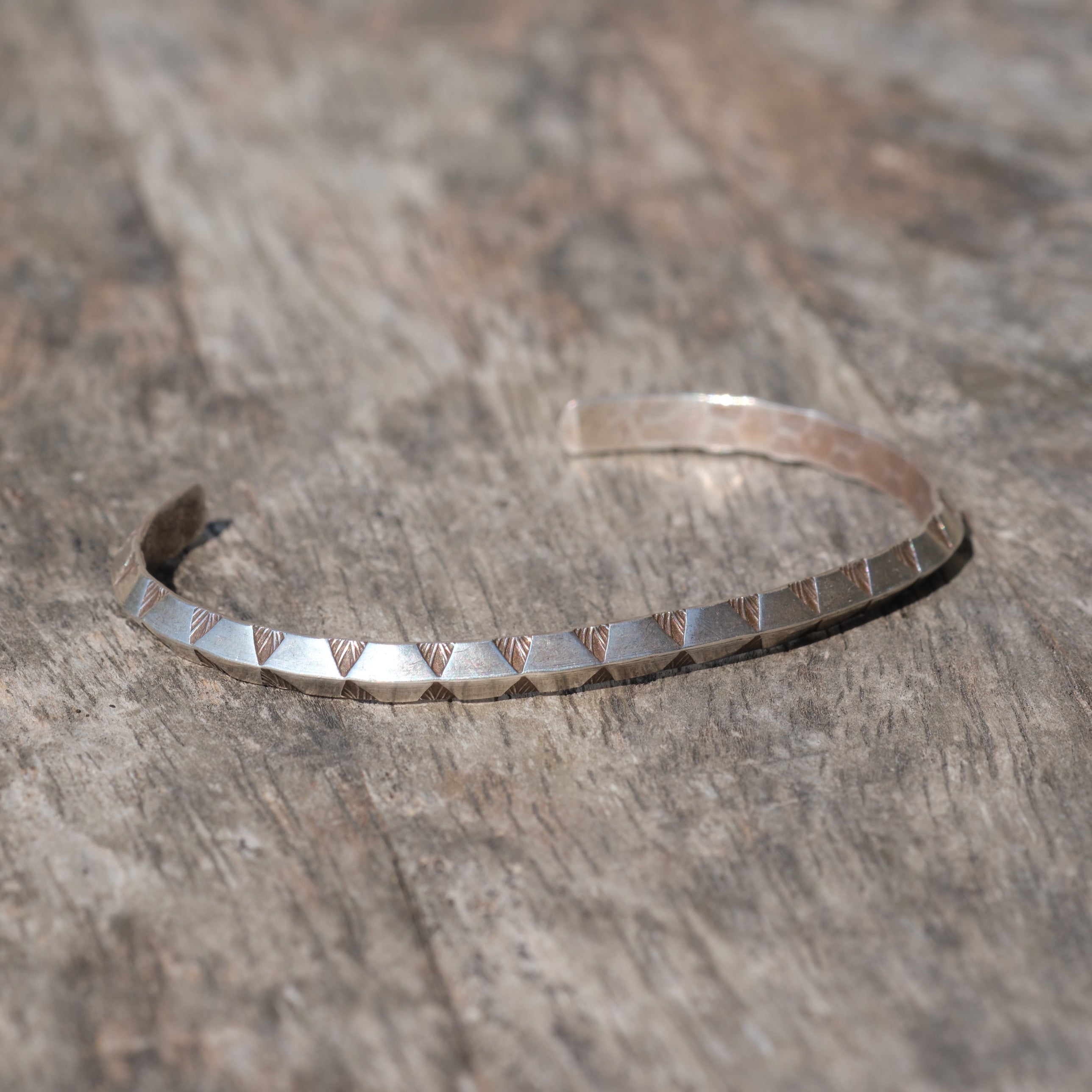 Vintage Sterling Silver Triangle Stamped Triangle Cuff
