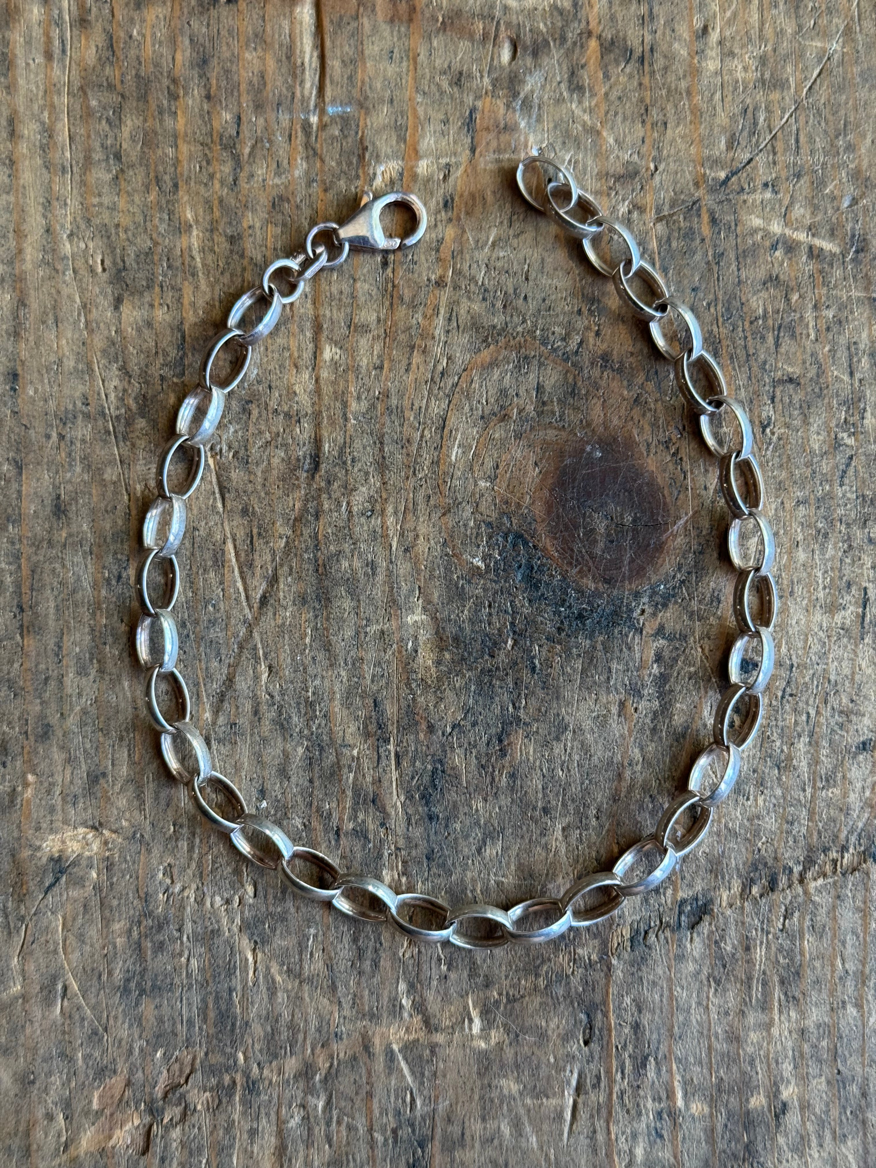 Vintage Sterling Silver Oval Cable Chain Bracelet 8.25"