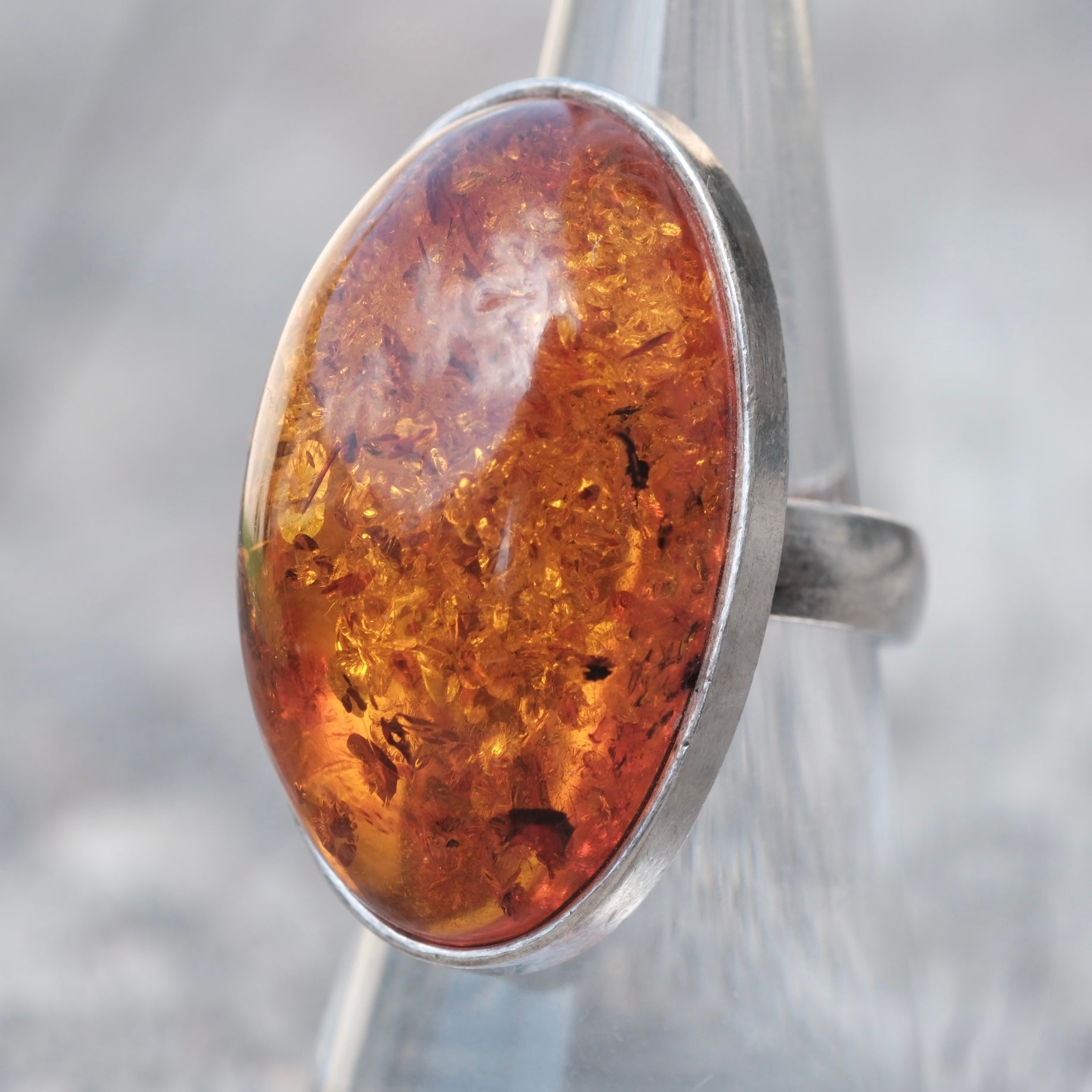 Vintage Sterling Amber Ring 6.5