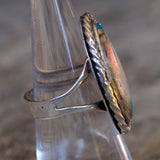 Vintage Sterling Turquoise Roper Ring 6.75