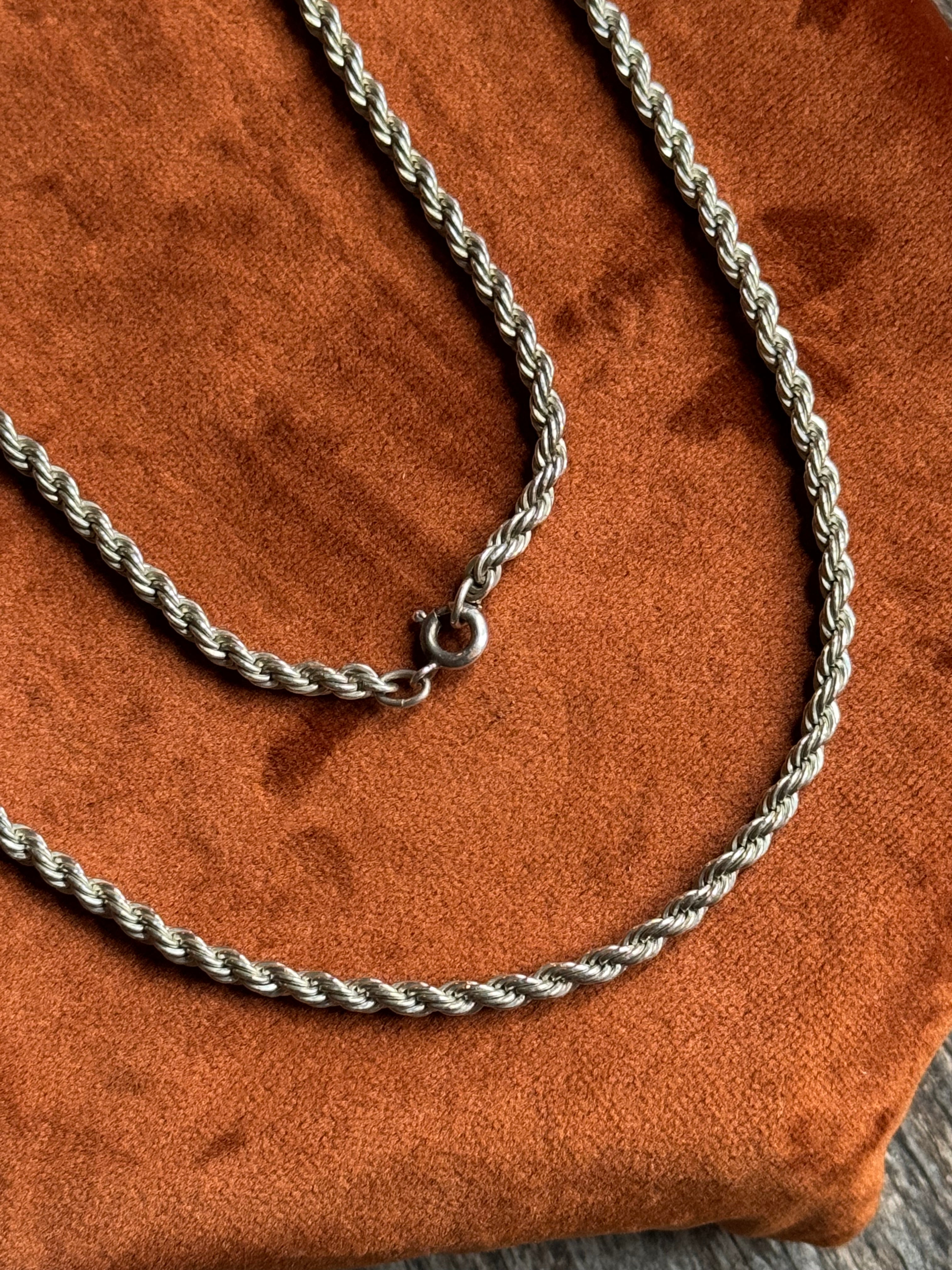 Vintage Sterling Silver 30” Rope Chain