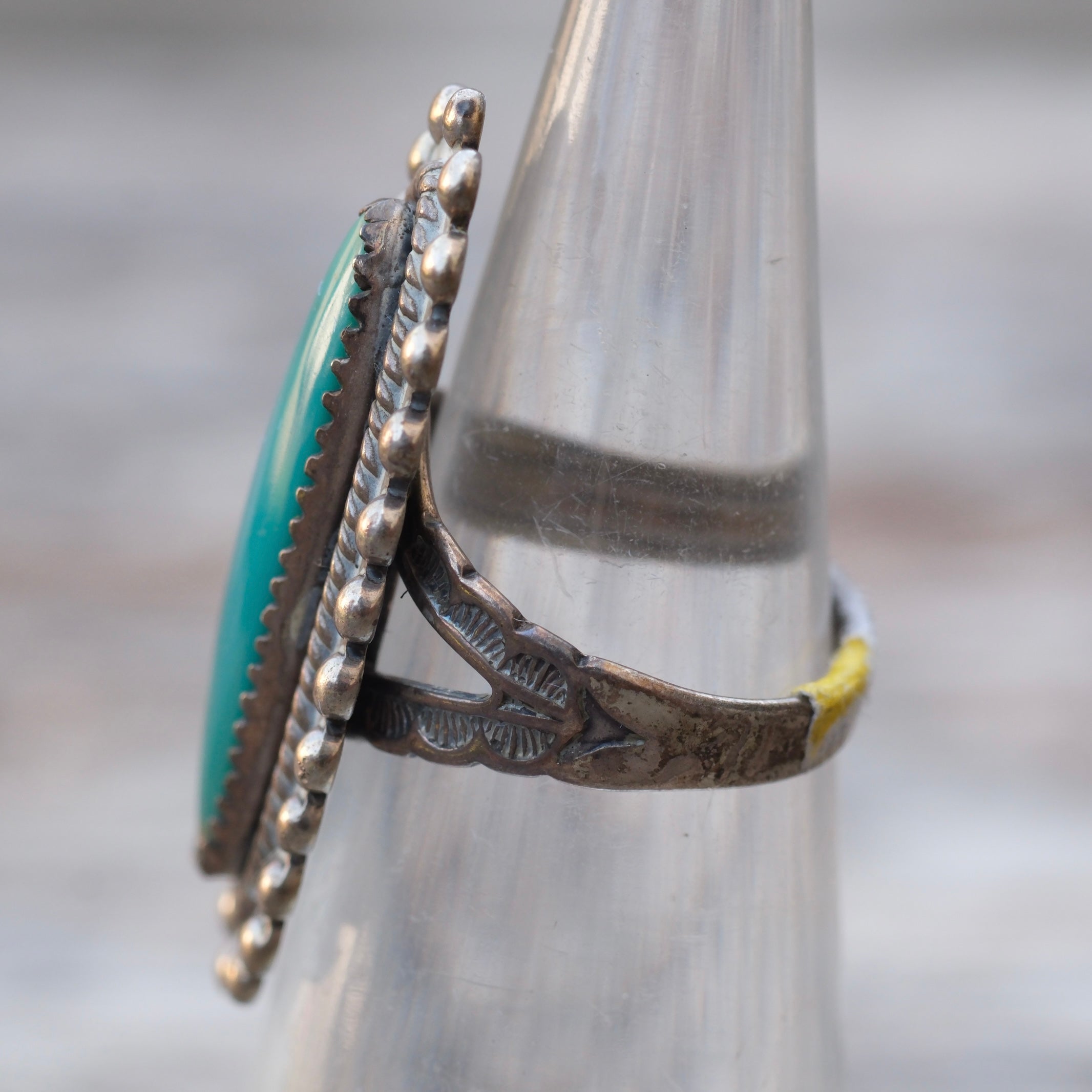 Vintage Sterling Turquoise Ring 3.75