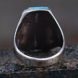 Vintage Sterling Turquoise Inlay Stamped Band Ring  14.25