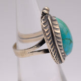 Vintage Sterling Turquoise Feather Ring 5.5