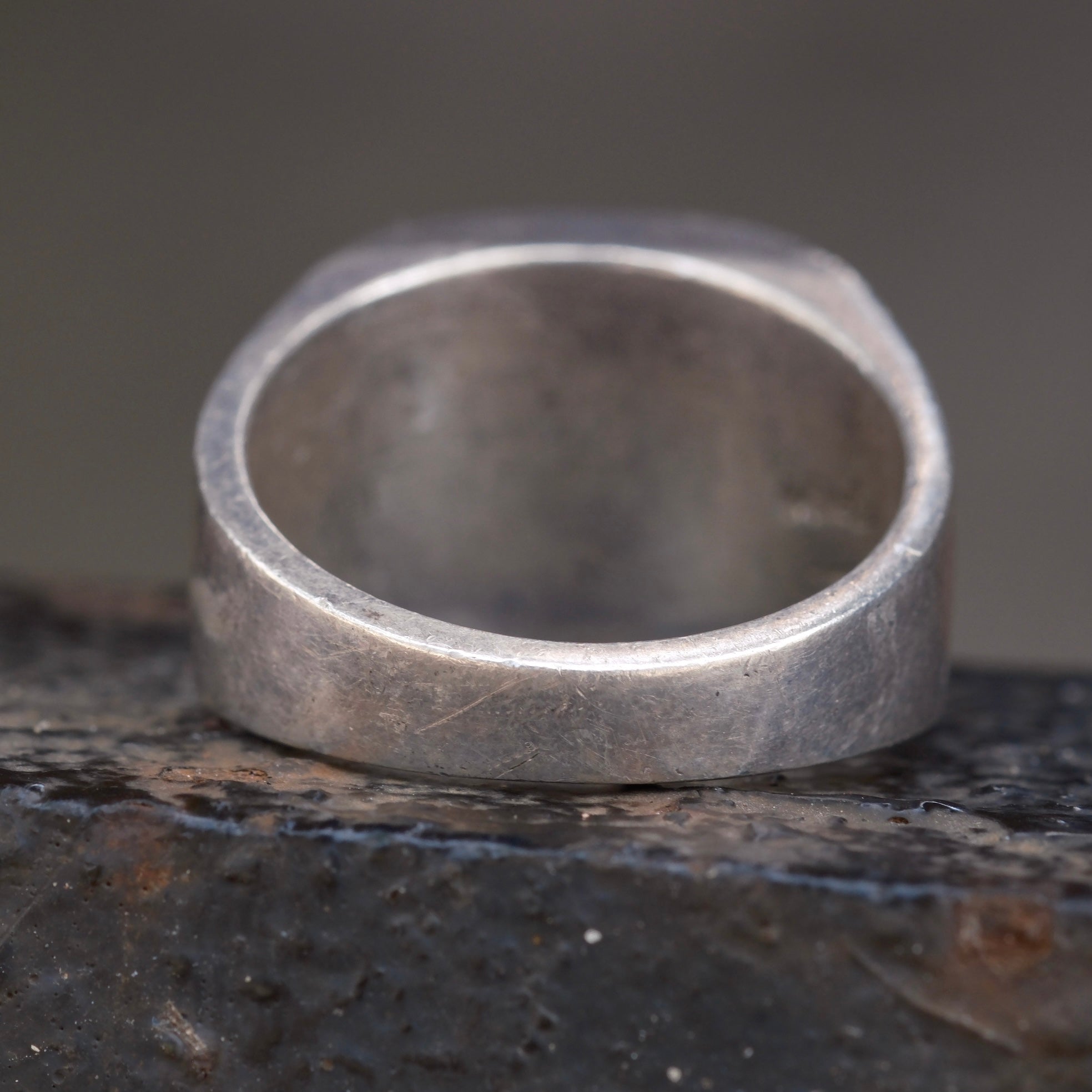 Vintage Sterling Multistone Inlay Striper Ring 12